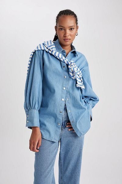 DeFacto Cămașă Jean Fashion Fit cu mânecă lungă - B2391ax23hs