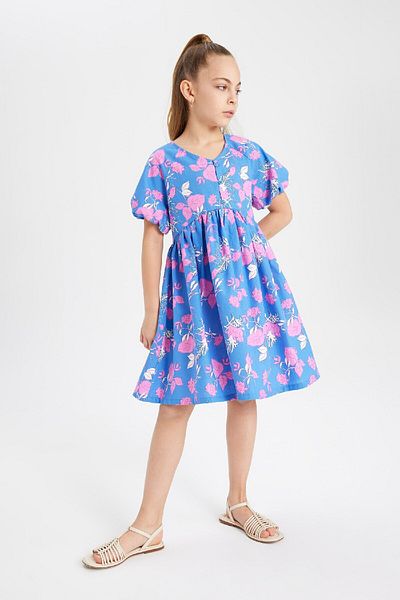 DeFacto Cotton Patterned Short Sleeve Girl's Dress - B5720a824sm