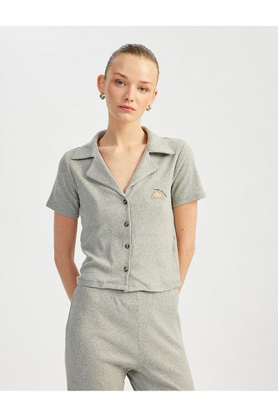 Koton New Season Short Sleeve Shirt Collar Cotton Pajama Set
