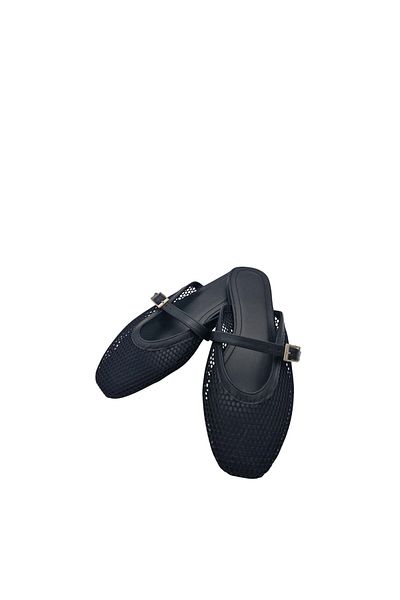 aayak&kabımofficial Black Mesh Women's Slippers – Comfortable Model That Completes Summer Elegance