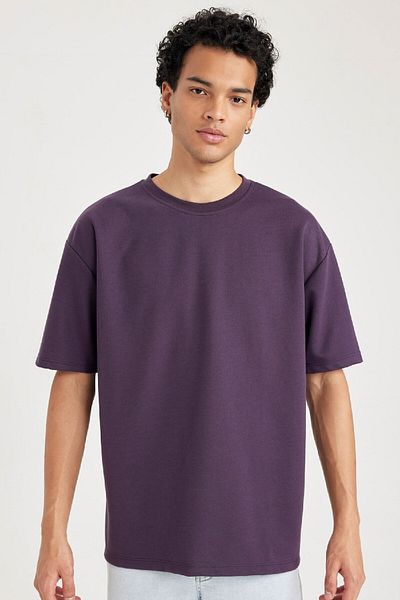 DeFacto Tricou supradimensionat cu mânecă scurtă, cu mânecă scurtă, solidă, din țesătură grea X3926az23au
