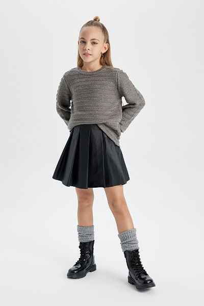 DeFacto Girl's Crew Neck Knit Knitwear Sweater B1926A823Wn
