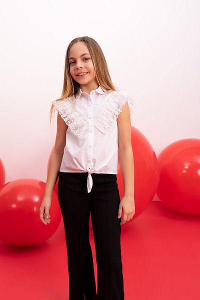 DeFacto Girl's Poplin Short Sleeve White Shirt B5114a824sm