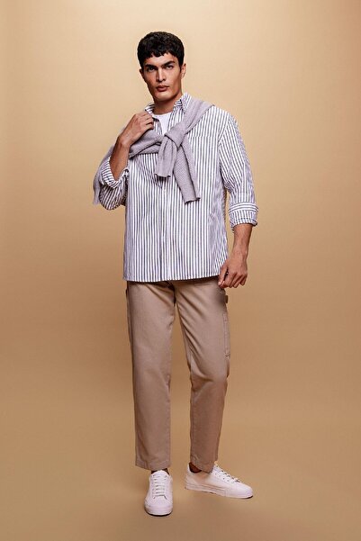 DeFacto Pantolon Straight Fit Normal Kalıp Normal Bel Boru Paça Basic Düz Cepli B2156ax23au