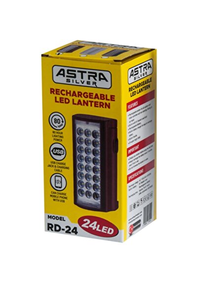 abnturk Ultra kaliteli Astra Silver 24 Büyük Ledli 80 Saat Yanan Led Şarjılı ...