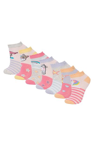 DeFacto Girl's 7-Piece Cotton Booties Socks A6569A8Ns