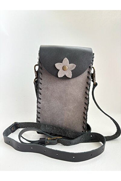 Lilys حامل/حقيبة هاتف من الجلد الحقيقي (17 سم × 10 سم × 4 سم)