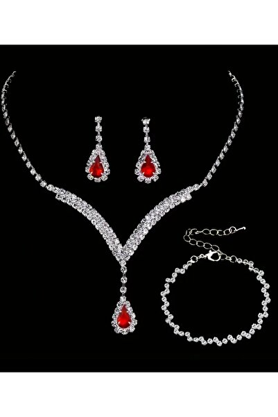 Mihra Aksesuar طقم ثلاثي من قلادة وأقراط وسوار