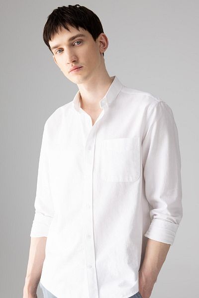 DeFacto Πουκάμισο Oxford Basic Polo γιακά - Κανονική εφαρμογή, μακρυμάνικο A8028ax24sp