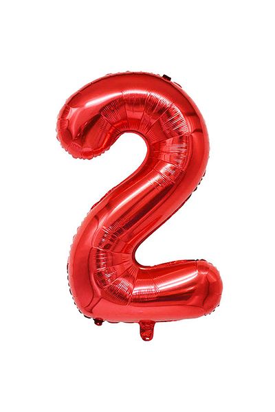Patladı Gitti 2 Number Red Foil Balloon 34 Inch 76-82 cm