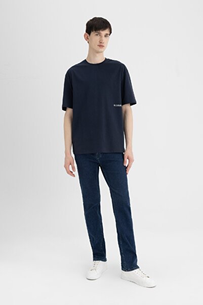 DeFacto Relax Fit Crew λαιμόκοψη με εμπριμέ κοντομάνικο μπλουζάκι B5041ax24sp