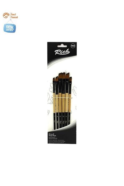 İNCİ TUVAL New Series 6 Side Cut Set 6 Brushes (2,4,6,8,10,12 Number)