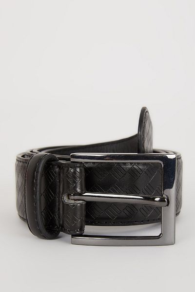 DeFacto Men's Rectangular Buckle Faux Leather Jeans Belt B4437Axns