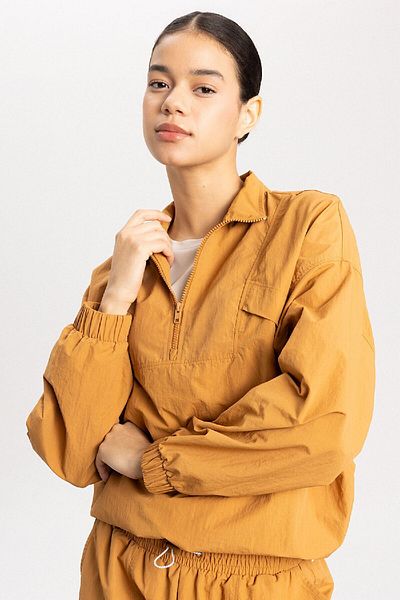 DeFacto Fit Oversize Wide Fit Stand Collar Woven Cardigan B4213Ax24Sp