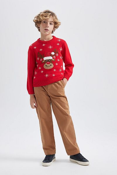 DeFacto Boy's Christmas Themed Mini Me Crew Neck Knitwear Sweater Y5267A623Cw