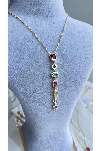 Enfes Takı Exclusive Design 7 Elements Y Necklace (in 14 K Colours)