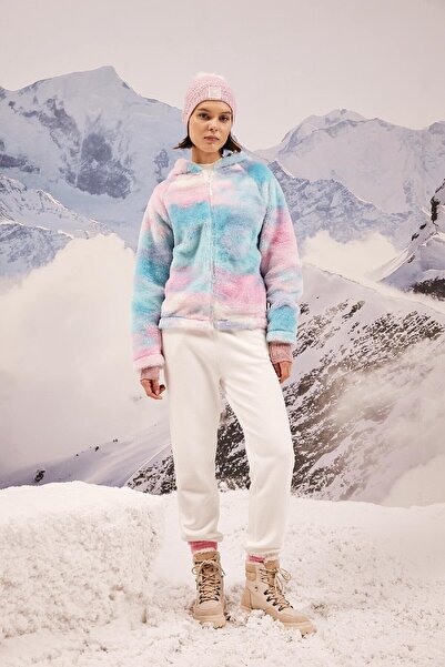 DeFacto Barevná plyšová mikina na zip s kapucí – standardní střih A4506Ax23Wn