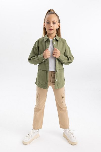 DeFacto Girl's Cotton Flared Trousers - Cargo Fit A9607a823wn