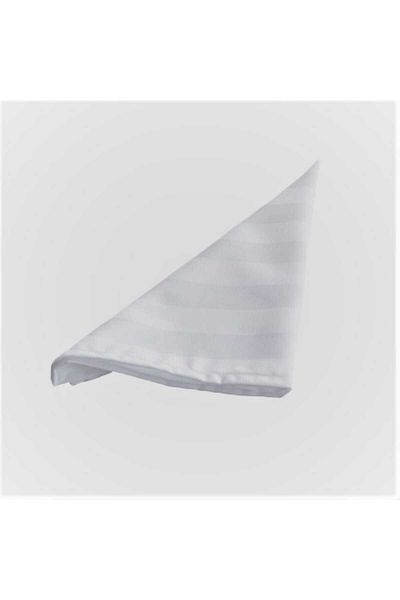Kotonia Home Set Of 50 Hotel Table Napkins, 100% Cotton, Damask (WIDE STRIPES), Size 35x45 Cm, White