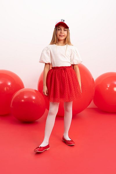 DeFacto Girl's April 23 Children's Day Stretch Waisted Red Tulle Red Skirt B6929a824sm