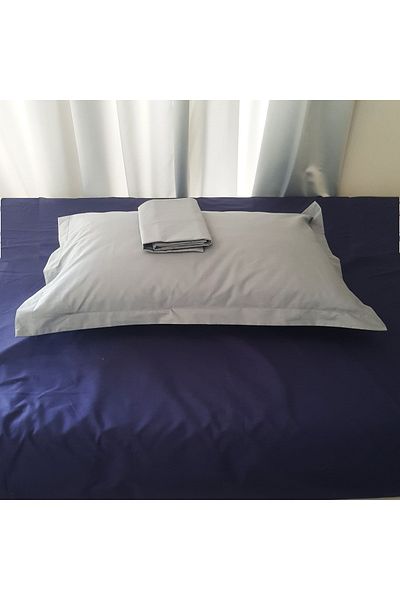 Kotonia Home 3-piece set Deco UNI Ranforce color, 220×240 cm and 2 pillowcases 50×70 cm, cotton, navy blue&gray