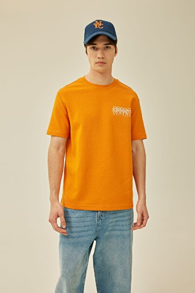 DeFacto Regular Fit Crew Neck Back Printed Short Sleeve Heavy Fabric T-Shirt B4219ax24sp