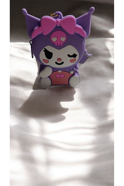 SHOPNEST Cute Kuromi Silicone Small Coin Purse, Kuromi Silicone Keychain, Purse Ornament