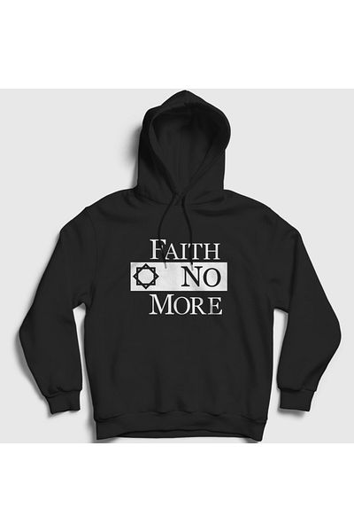 Presmono Унисекс суитшърт с качулка и черно лого Rock Faith No More