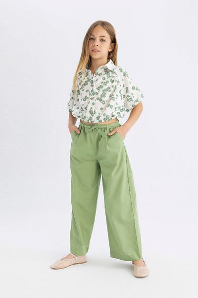 DeFacto Mädchen-Baumwollhose mit weitem Bein und weitem Bein B5045a824hs