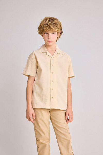 DeFacto Μπλουζάκι Boy's Polo Neck Seersucker Textured Oversize - Κοντό μανίκι B6620a824sm