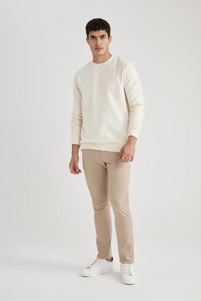 DeFacto Φούτερ με κανονική εφαρμογή Crew Neck Thick Basic Απλό T3777az24sp