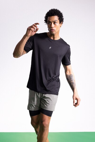 DeFacto Τυπωμένο αθλητικό μπλουζάκι με λαιμόκοψη με λεπτή εφαρμογή - κοντομάνικο X6142az24sp