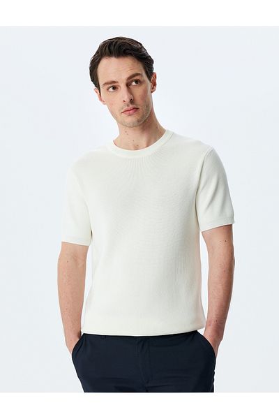 Koton New Season Crew Neck Regular Fit Viscose Blended Short Sleeve Knitwear T-Shirt