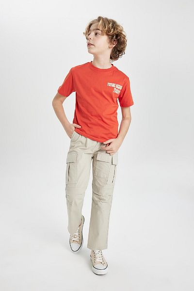 DeFacto Boy's Gabardine Trousers - Cargo Pocket and Straight Leg B5924A824Sp