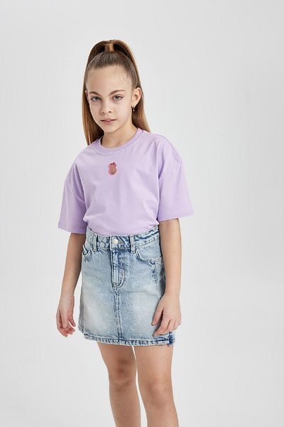DeFacto Tricou pentru fete cu decolteu triplu Relax Fit B6759a824sm