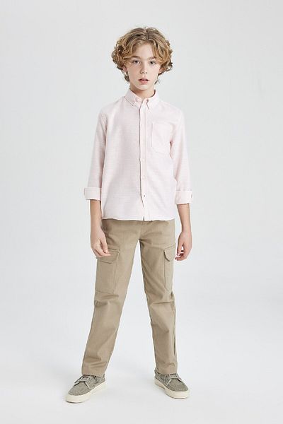DeFacto Oxford-Poloshirt für Jungen – einfarbig, langärmlig B5978a824sm