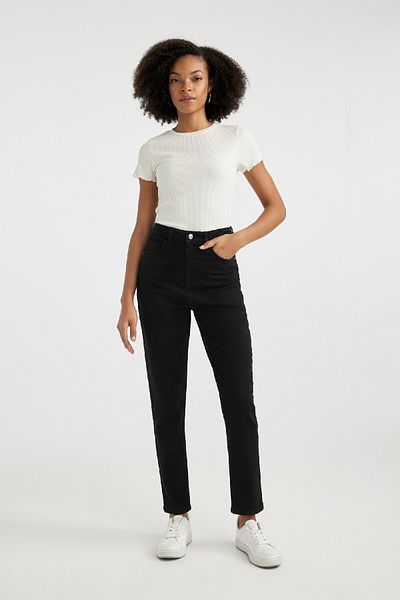 DeFacto Fitted Crew Neck Ribbed Camisole Basic Plain Short Sleeve T-Shirt K7064Az24Sm