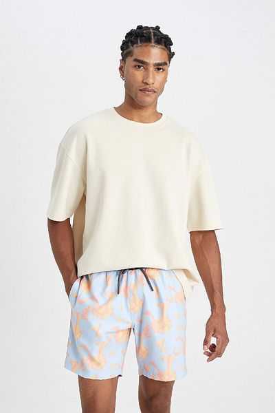 DeFacto Gemusterte kurze Badeshorts mit normaler Passform - B7448AX24HS