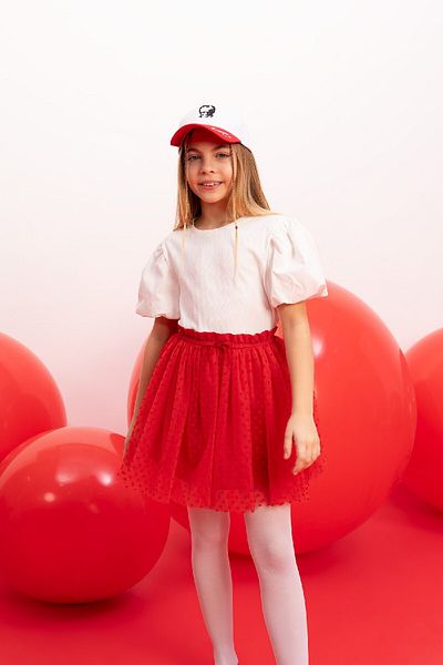 DeFacto Girl's April 23 Children's Day Stretch Waisted Red Tulle Red Skirt B6929a824sm