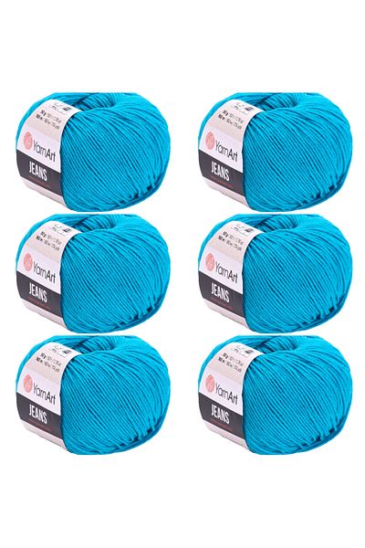 Yarnart Jeans 6-Piece Hand Knitting Yarn Set, Soft Textured, Baby Friendly, Cardigan, Amigurumi