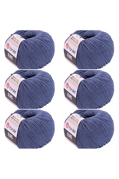 Yarnart Soft Textured Jeans 6-Piece Hand Knitting Thread Set, Baby Friendly Cardigan and Amigurumi