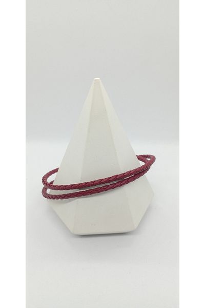 ndjewelry سوار جلد مضفر لون أحمر (40 سم)