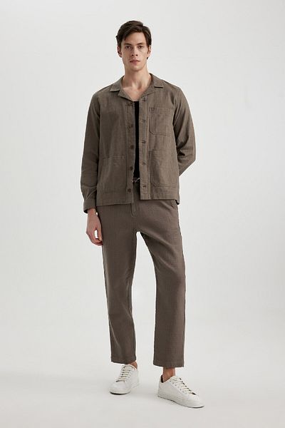 DeFacto Spodnie dresowe Summer Jogger Regular Fit Regular Cut Linen Look Prosta nogawka Bawełniana kieszeń B4138ax24sp