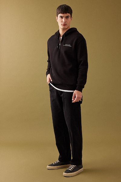 DeFacto Übergroßes Sweatshirt mit Kapuze und bedrucktem Rücken und halbem Reißverschluss – B4804ax24sp