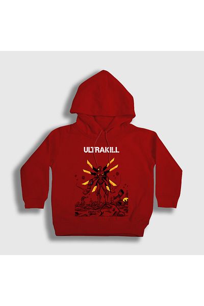 Presmono Унисекс детски суитшърт с качулка в червен цвят Poster V2 Ultrakill