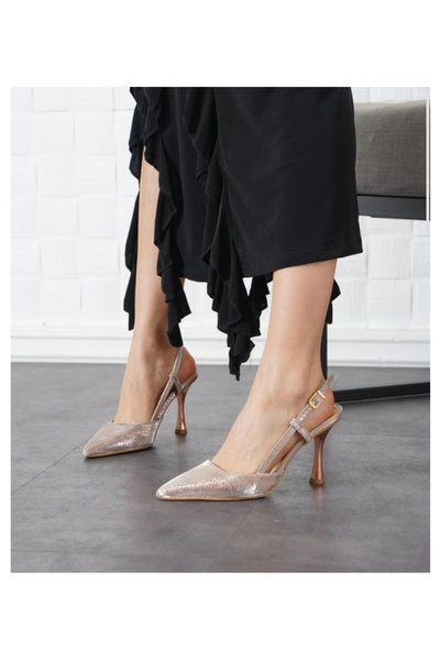 CHAMBERRY Kadın abiye ayakkabı stiletto Galvaniz Ökçe roz reng