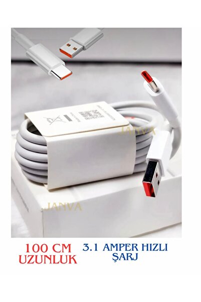 abnturk Süper kaliteli Xiaomi Type-C Android uyumlu hızlı şarj kablosu 100 cm...