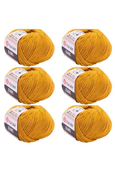 Yarnart Soft Textured Jeans 6-Piece Hand Knitting Thread Set, Baby Friendly Cardigan and Amigurumi