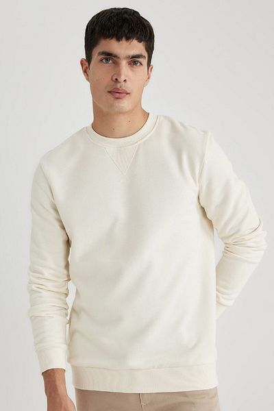DeFacto Φούτερ με κανονική εφαρμογή Crew Neck Thick Basic Απλό T3777az24sp