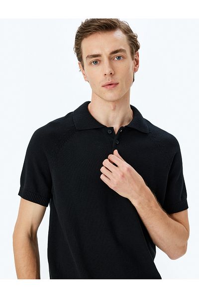 Koton New Season Cotton Buttoned Polo Neck Short Sleeve Knitwear T-Shirt